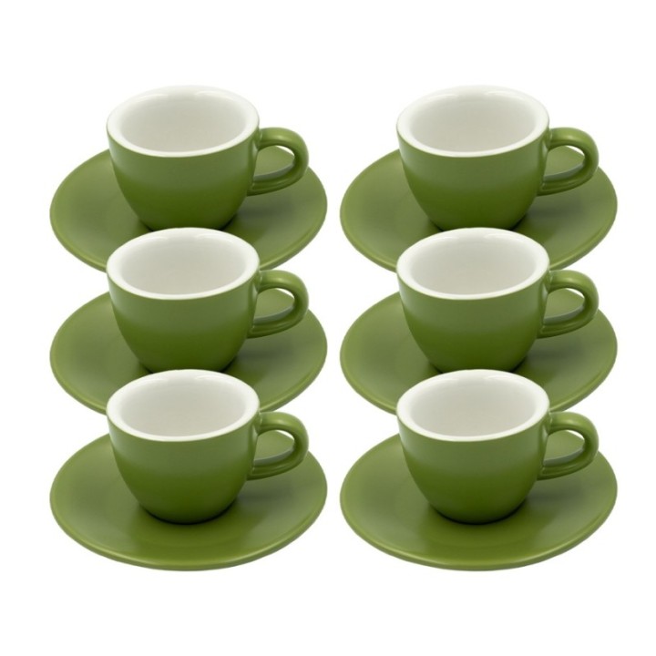 Club House Tulipano Espresso med underkopp matt grön 7 cl 6 st