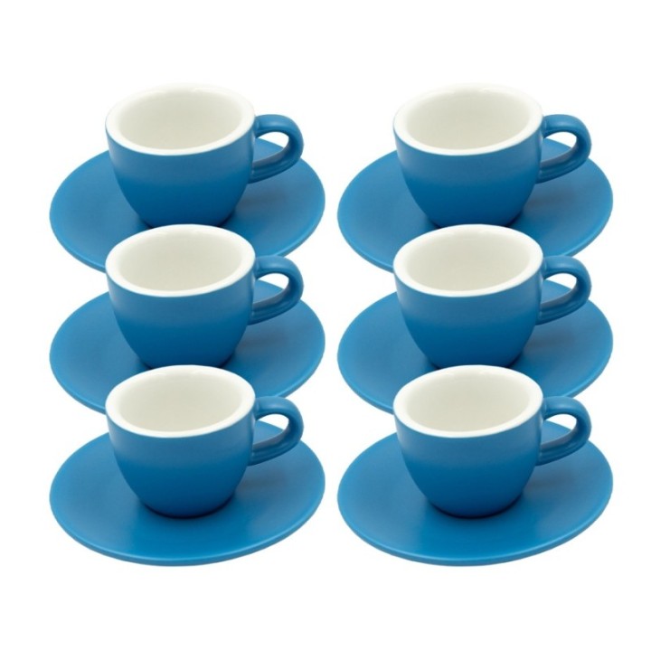Club House Tulipano Espresso med underkopp matt blå 7 cl 6 st