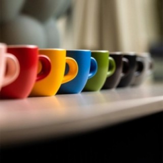 Club House Tulipano Espresso med fat matt gul 7 cl 6 st