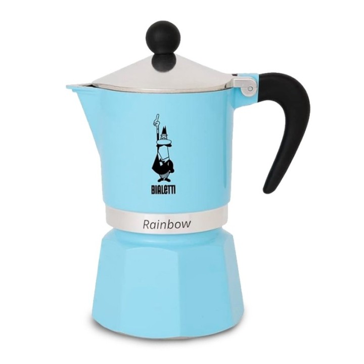 Bialetti Primavera Rainbow 3-koppars espressokanna ljusblå