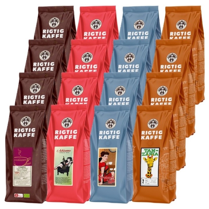 Rigtig Kaffe Mixpaket 7,2 kg hela kaffebönor