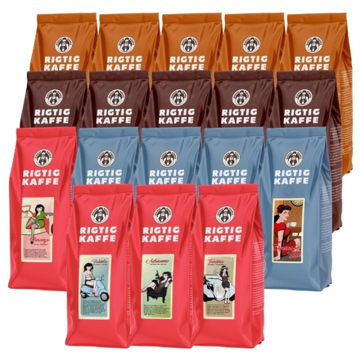 Rigtig Kaffe Mixpaket 8kg Hela kaffebönor