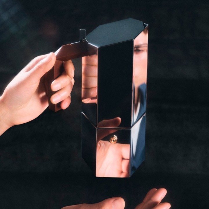 Alessi Menhir 3-kopps espressokanna i stål