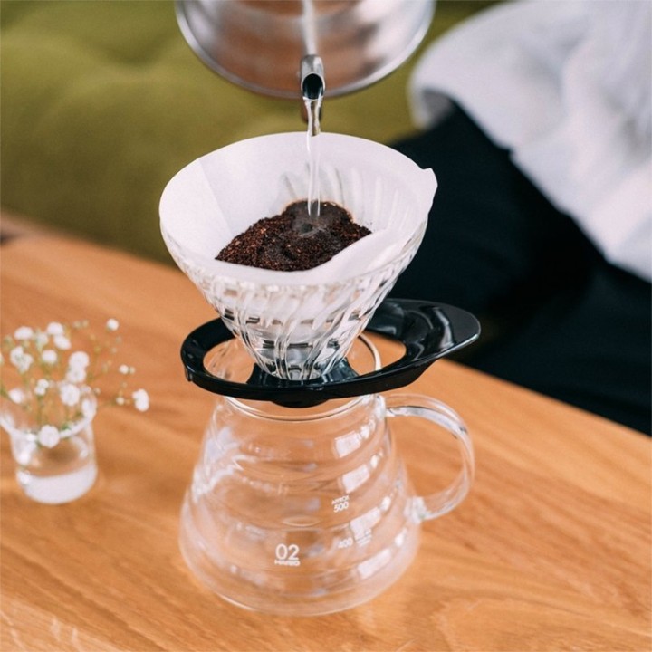 Hario V60-02 Glas Dripper Svart 2 Koppar.