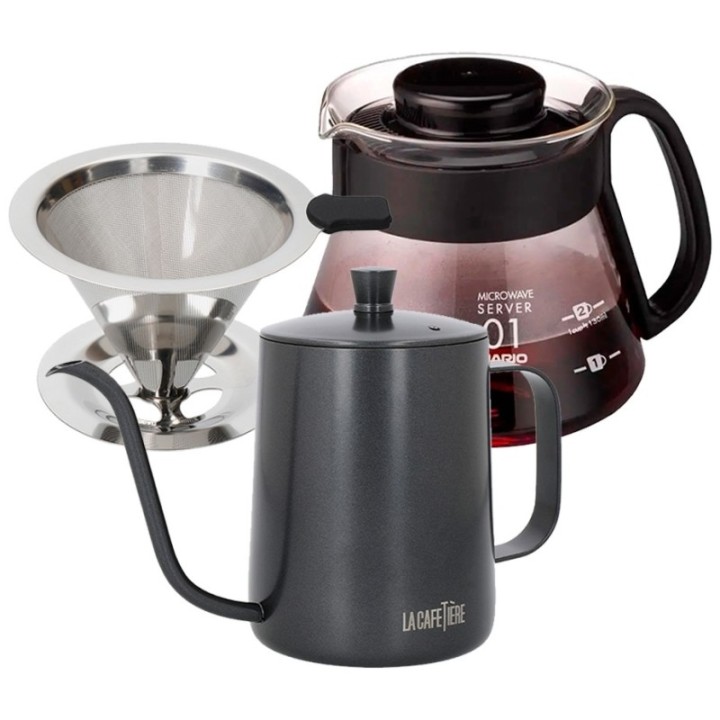 La Cafetière Filterbryggset inkl. gooseneck-kittel, dripper för 1 kopp & V60-server