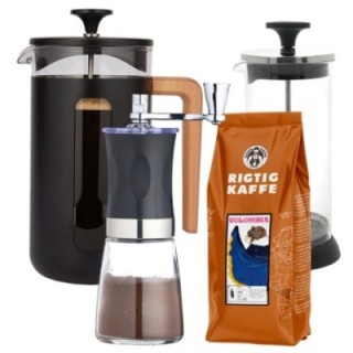 La Cafetière Pisa 8-kopps presskanna inkl. kvarn, mjölkskummare & kaffe