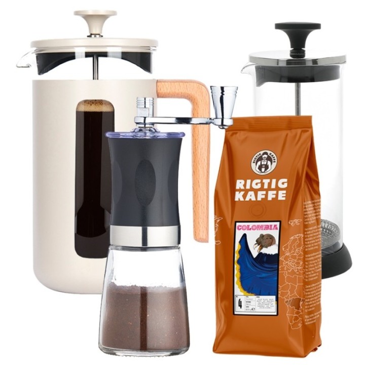 La Cafetière Pisa 8-kopps presskanna inkl. kvarn, mjölkskummare & kaffe