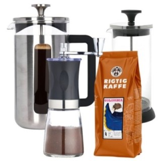 La Cafetière Pisa 8-kopps presskanna inkl. kvarn, mjölkskummare & kaffe