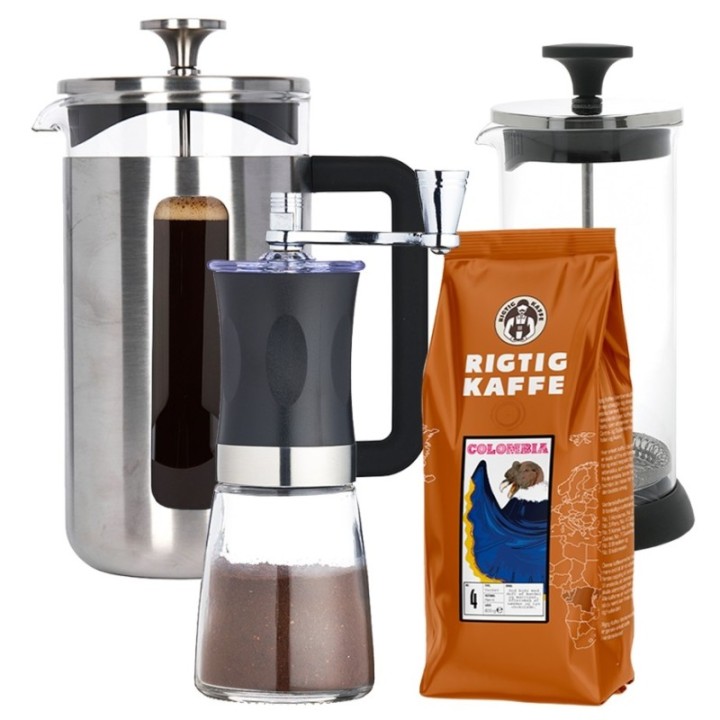 La Cafetière Pisa 8-kopps presskanna inkl. kvarn, mjölkskummare & kaffe