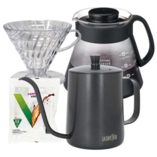 Hario Filterbryggningsset inkl. gooseneck-kanna, dripper för 2 koppar, V60-server & filter