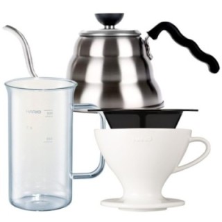 Hario filterbryggsats inkl. gooseneck-kanna, dripper för 2 koppar & serveringskanna