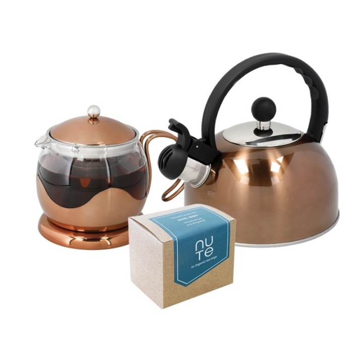 La Cafetière tebryggare för 2 koppar inkl. vattenkokare och NUTE Earl Grey teblad