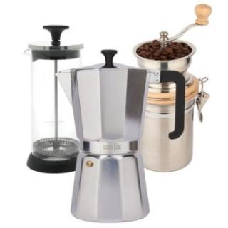 La Cafetière 12 koppar espressokanna inkl. kaffekvarn & mjölkskummare