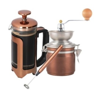 La Cafetière Roma 3 koppar stempelkanna inkl. kaffekvarn & mjölkskummare