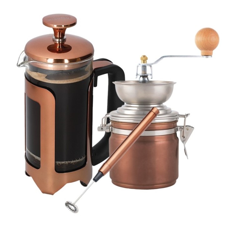 La Cafetière Roma 8 koppar. Stempelkanna Inkl. Kaffekvarn & Mjölkskummare