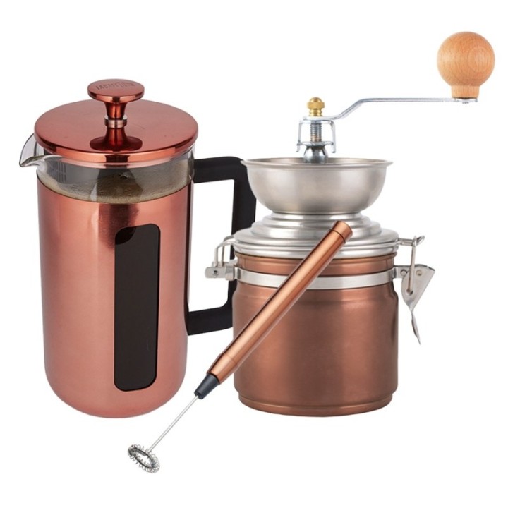 La Cafetière Pisa 3 koppar stempelkanna Inkl.Kaffem kvarn och mjölkskummare