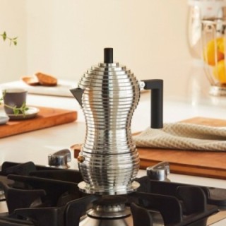 Alessi Pulcina Induktion 3 koppar espressokanna svart