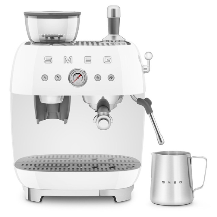 Smeg EGF03WHEU Manuell espressomaskin inkl. mjölkkanna & 1,5 kg Rigtig Kaffe