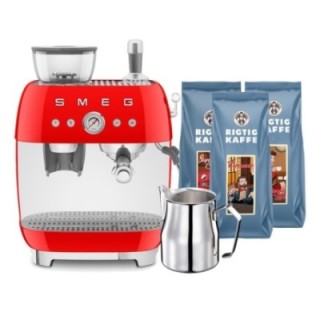 Smeg EGF03RDEU Manuell espressomaskin Inkl. Mjölkkanna & 1,5kg Rigtig Kaffe