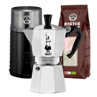 Bialetti Moka Express Espressokanna Inkl. Kaffekvarn & kaffebönor