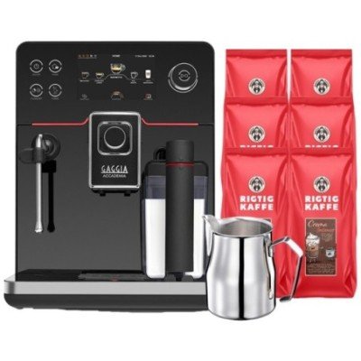 Gaggia Accademia Espressomaskin inkl. Proff Mjölkkanna 0,5L & 6kg Rigtig Kaffe Crema Intenso