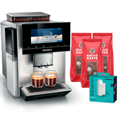 Siemens TQ907RZ3 EQ900 Plus Espressomaskin inkl. 3kg Rigtig Kaffe & Siemens Multi Calc/Clean