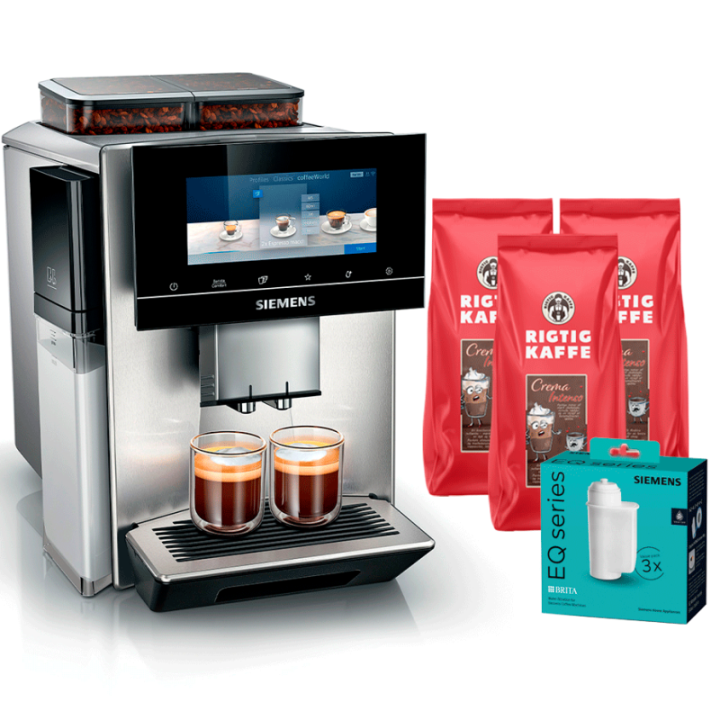 Siemens TQ907RZ3 EQ900 Plus Espressomaskin Inkl. 3kg Rigtig Kaffe & Skötsel