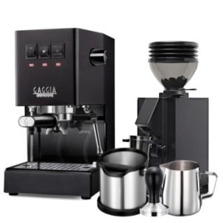 Gaggia Classic E24 Svart Espressomaskin inkl. Eureka Mignon Zero 55s Matt Svart Espressokvarn & Baristautrustning