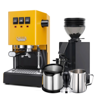 Gaggia Classic E24 Sunshine Yellow Espressomaskin inkl. Eureka Mignon Zero 55s Matt Svart Espressokvarn & Baristautrustning