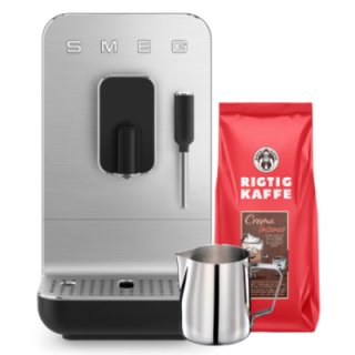 Smeg BCC12BLMEU Svart Inkl. Mjölkkanna 0,35L & Crema Intenso 1kg