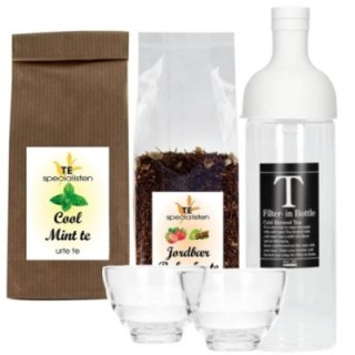 Hario Filter-In 0,75 L Istebryggare grå Inkl. Cool Mint Örtte 80 g & Rooibos Rabarber & Jordgubbste 100 g