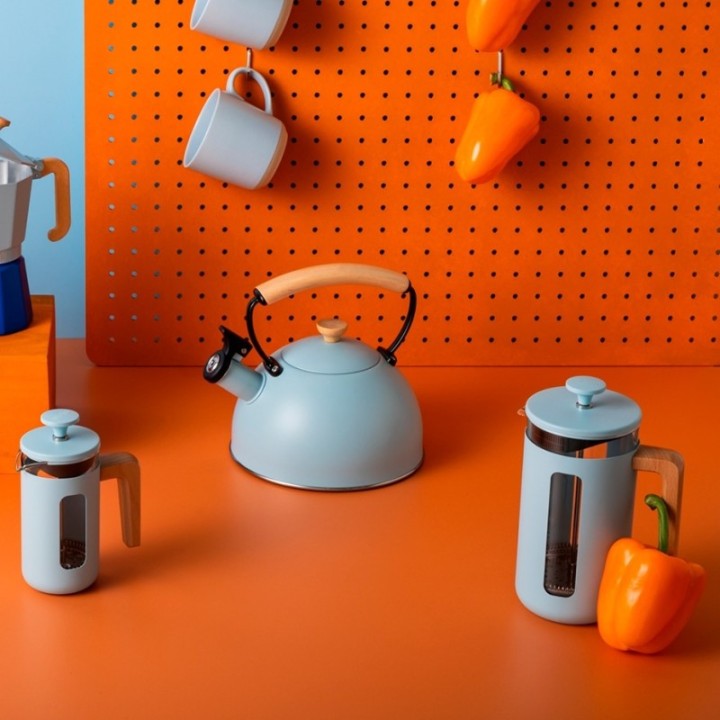 La Cafetière Pisa 8 koppar stempelkanna himmelsblå