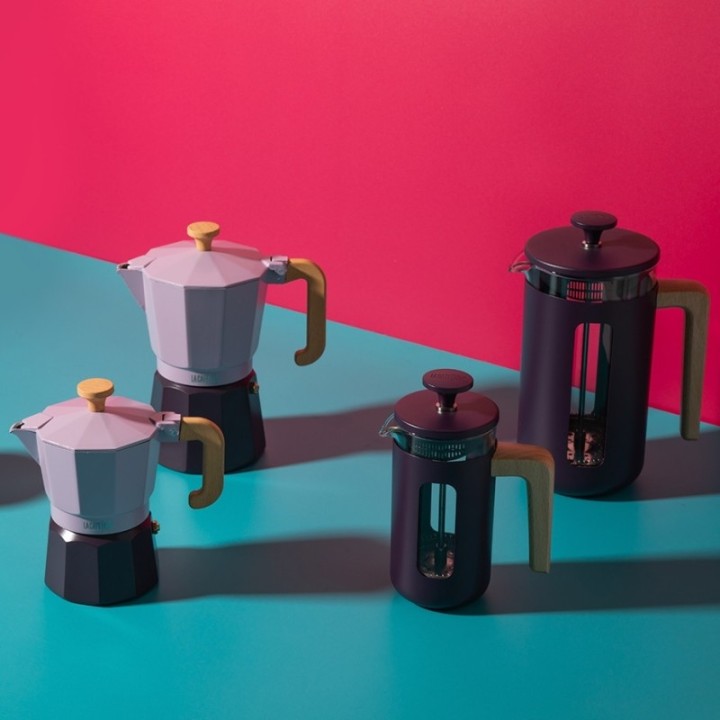 La Cafetière Pisa 8 koppar stempelkanna lila