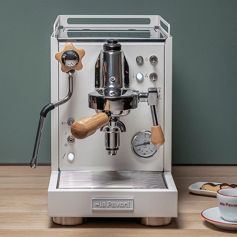 La Pavoni Mini Cellini Vit LPSMCW01EU Espressomaskin inkl. Prosumer Chrome LPGGRI01EU Espressokvarn