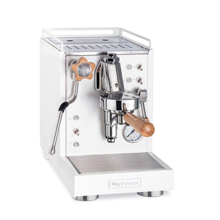 La Pavoni Mini Cellini Vit LPSMCW01EU Espressomaskin inkl. Prosumer Chrome LPGGRI01EU Espressokvarn