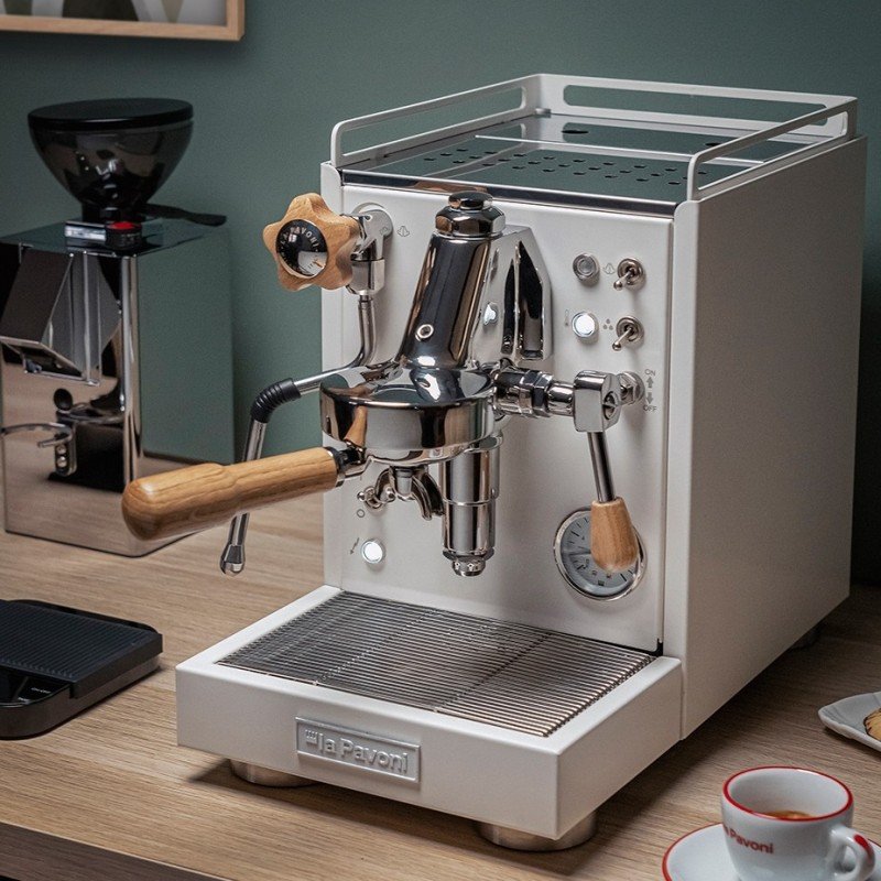 La Pavoni Mini Cellini Vit LPSMCW01EU Espressomaskin inkl. Prosumer Chrome LPGGRI01EU Espressokvarn