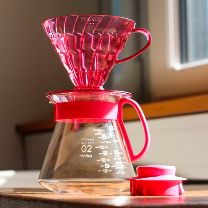 Hario V60 Dripper rosa 2 koppar. Inkl. filter