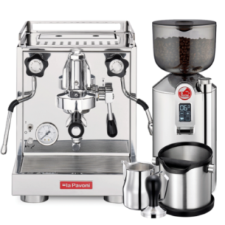 La Pavoni New Cellini Classic Inkl. Espressokvarn, Baristautrustning & 4 st Cappuccinokoppar