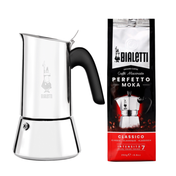 Bialetti New Venus 6 koppar espressokanna inkl. malet kaffe 250 g