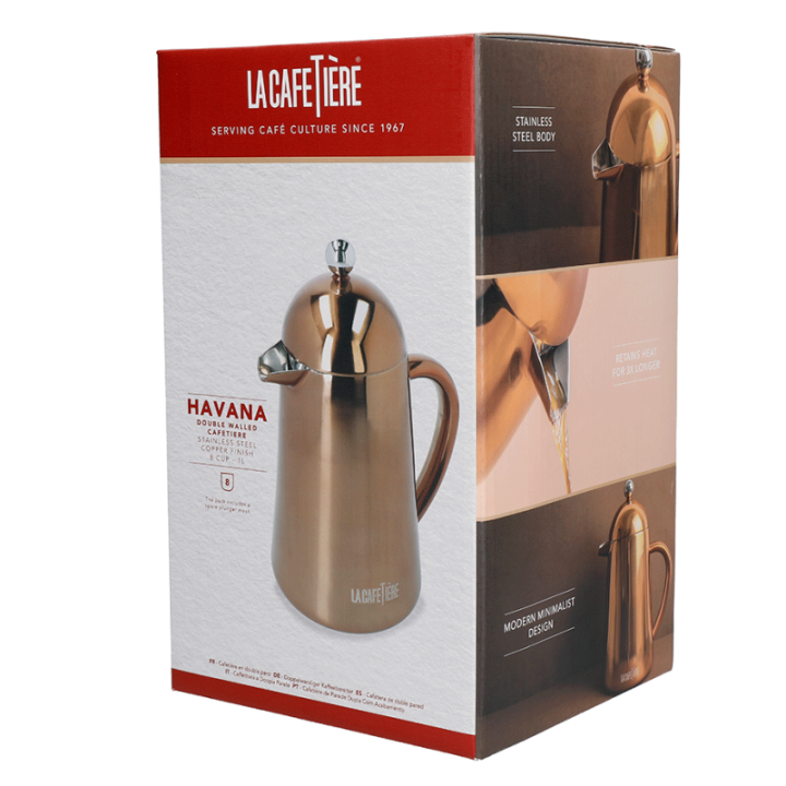 La Cafetière Havana 8 koppar stempelkanna i koppar