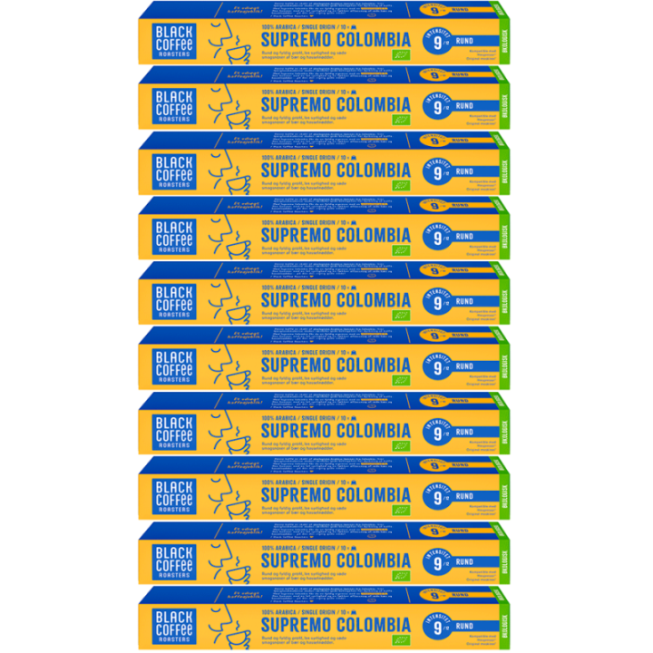 Black Coffee Roasters Supremo Colombia Kaffekapslar Eko 10 x 10 st