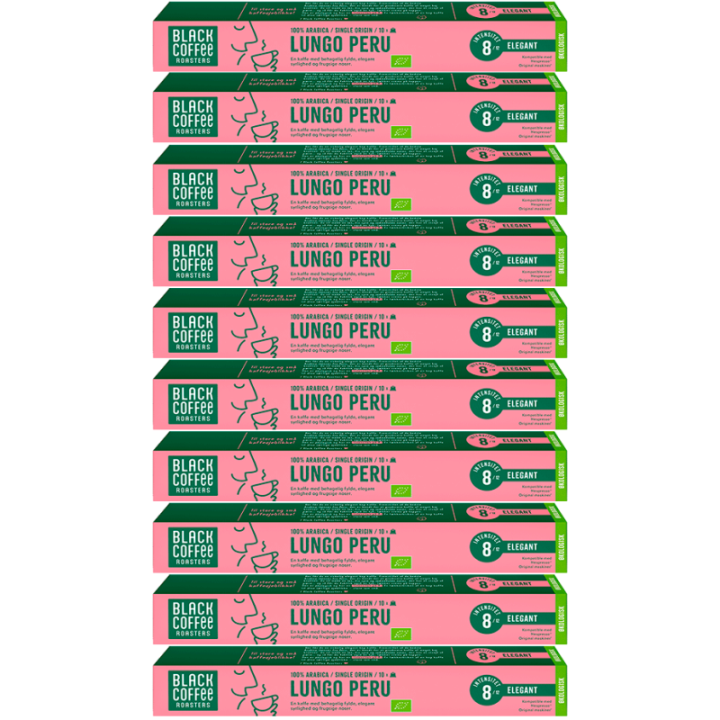 Black Coffee Roasters Lungo Peru Kaffekapslar Eko 10 x 10 st