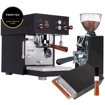 Profitec MOVE Espressomaskin - Exclusive Line inkl. Eureka Mignon Libra 65 Espressokvarn, Knockbox & Rengöringsborste