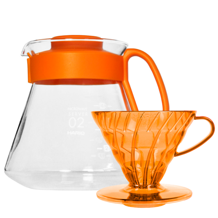Hario V60 Filterbryggset Orange inkl. Range Server 0,6 L, Dripper 2 koppar & filter