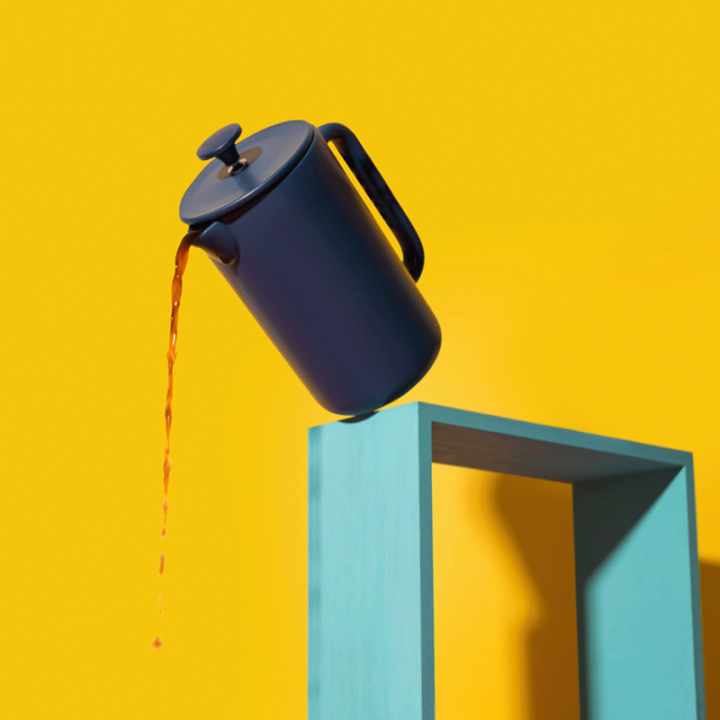 La Cafetière Arezzo 8 koppar stempelkanna navyblå