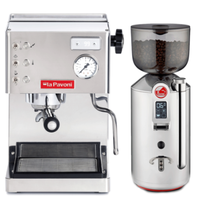 La Pavoni Casa Bar PID Stål LPMCBS02EU Espressomaskin inkl. Prosumer Chrome LPGGRI01EU Espressokvarn