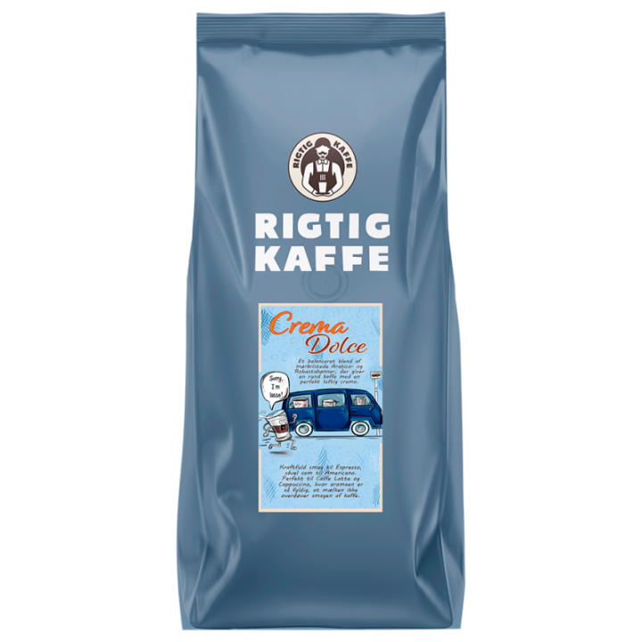Rigtig Kaffe Dolce Crema 1kg Hele kaffebønner