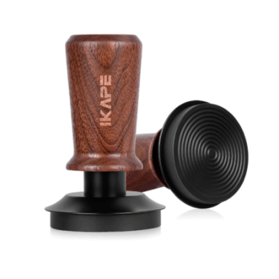 IKAPE V3 Kalibrerad Tamper med Fjäder, Räfflor & Titaniumbeläggning 53,3 mm Valnöt
