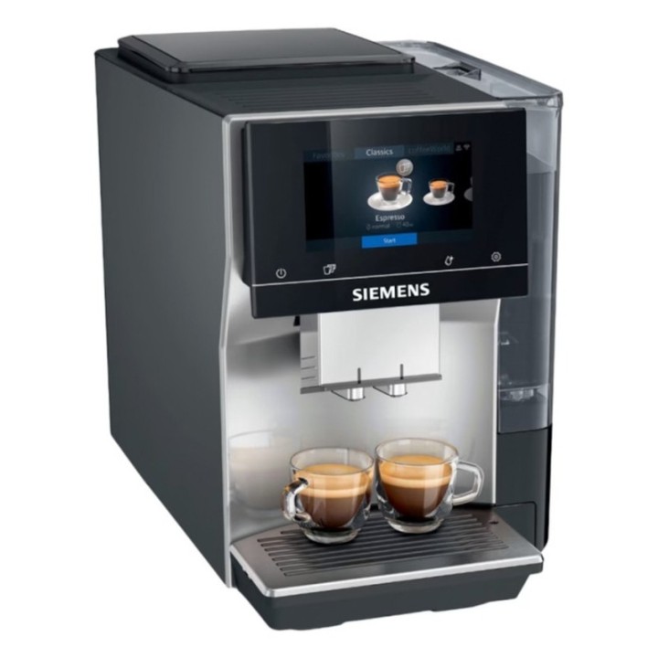 Siemens TP715R07 EQ700 Inox Silver Metallic Espressomaskine Inkl. Mælkebeholder & Rigtig Kaffe Dolce Crema 1kg Hele kaffebønner