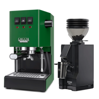 Gaggia Classic E24 Jungle Green Espressomaskine Inkl. Eureka Mignon Zero 55s Mat Sort Espressokværn